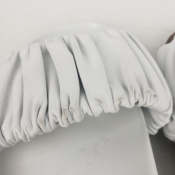 AQUATALIA Womens White Ruched Iva Round Toe Slip On Leather Slide Sandals 5.5 - Picture 7 of 11